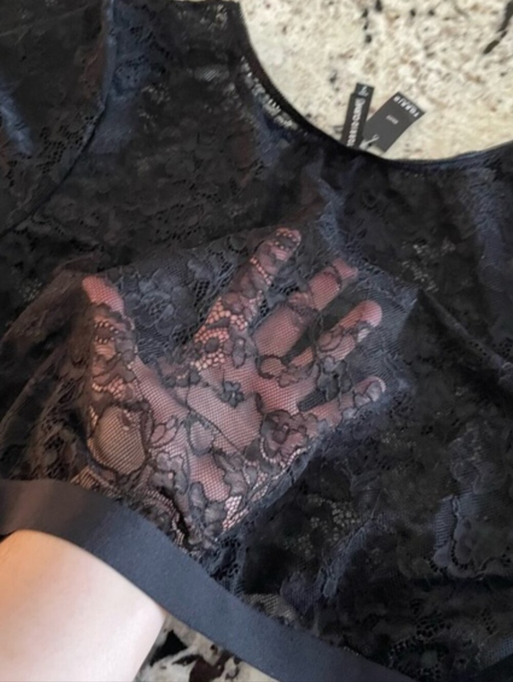 Torrid 2 Black Lace Elbow Sleeve Under-It-All Crop Top